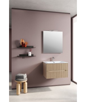 COMPOSIZIONE MOBILE DA BAGNO EASY CANNETTATO L.70 CON CONSOLLE IN CERAMICA E SPECCHIO