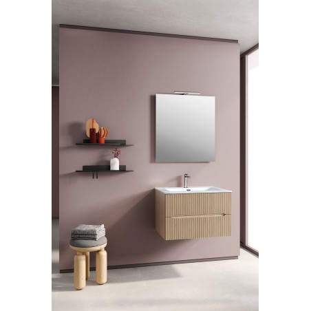 COMPOSIZIONE MOBILE DA BAGNO EASY CANNETTATO L.70 CON CONSOLLE IN CERAMICA E SPECCHIO